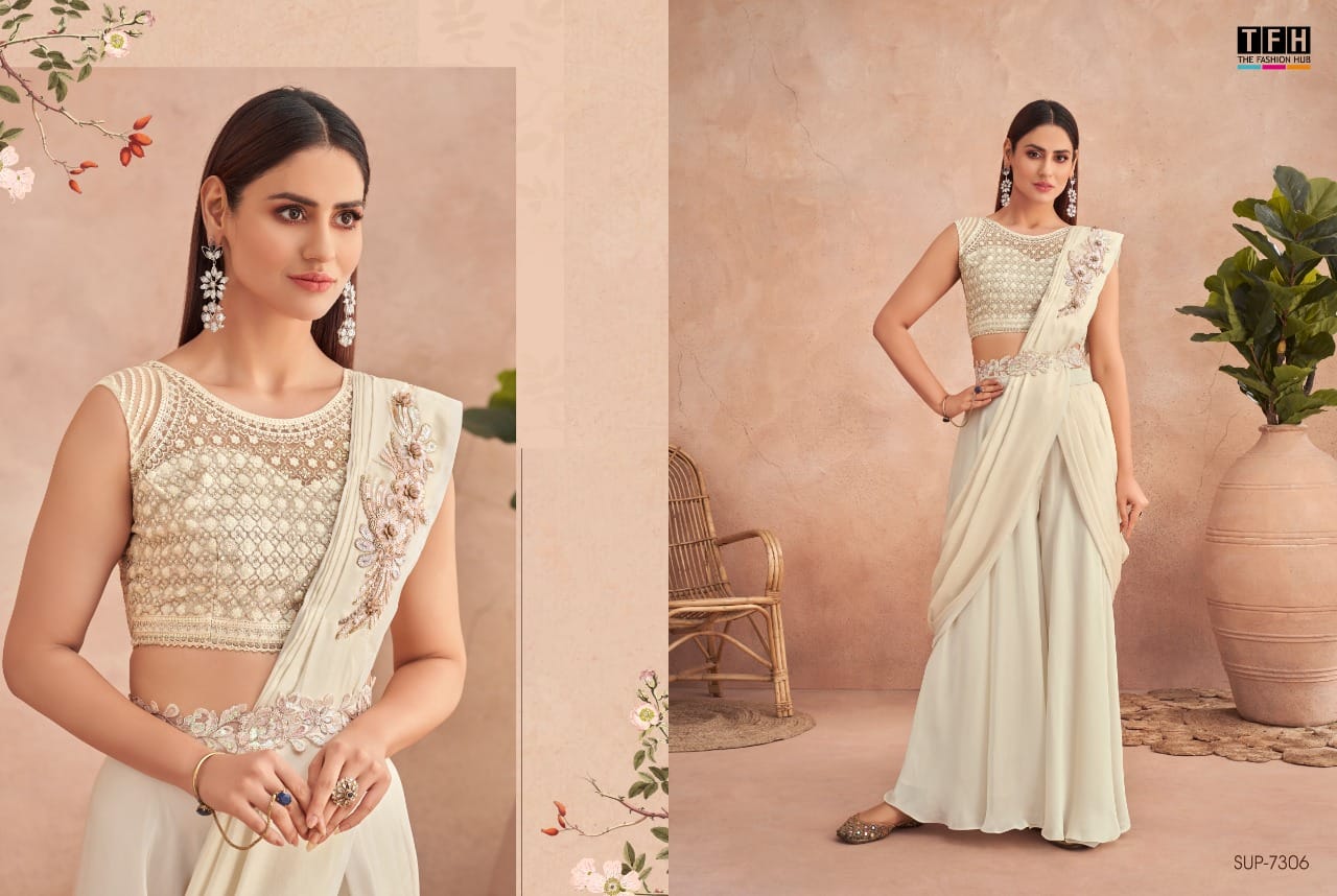 7306 Super Star Tfh Ready To Wear Saree