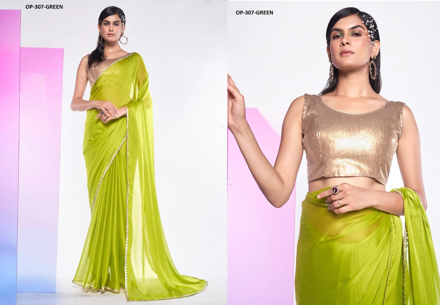 307 Green Laxminam Sarees
