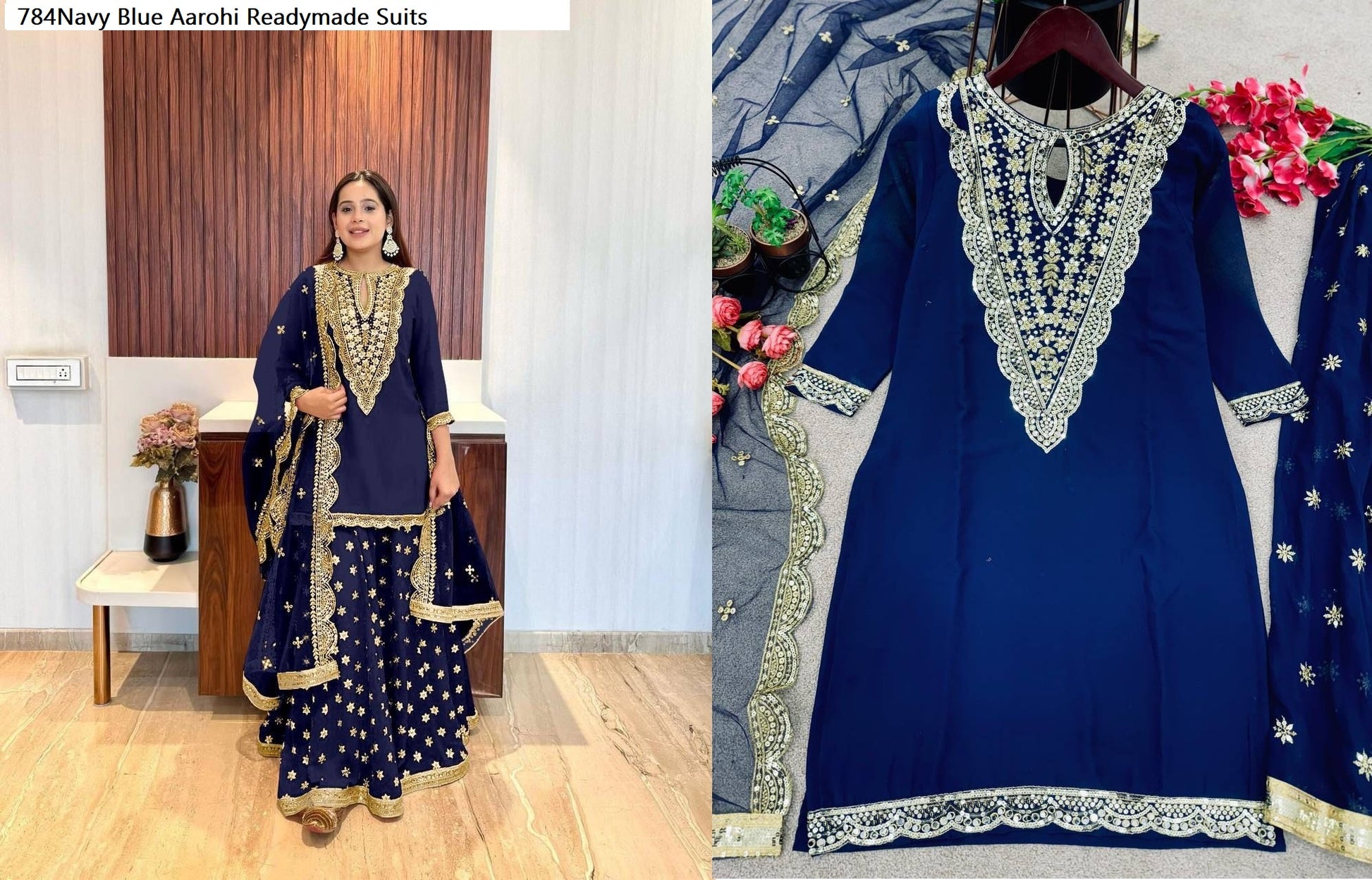 784Navy Blue Aarohi Readymade Suits