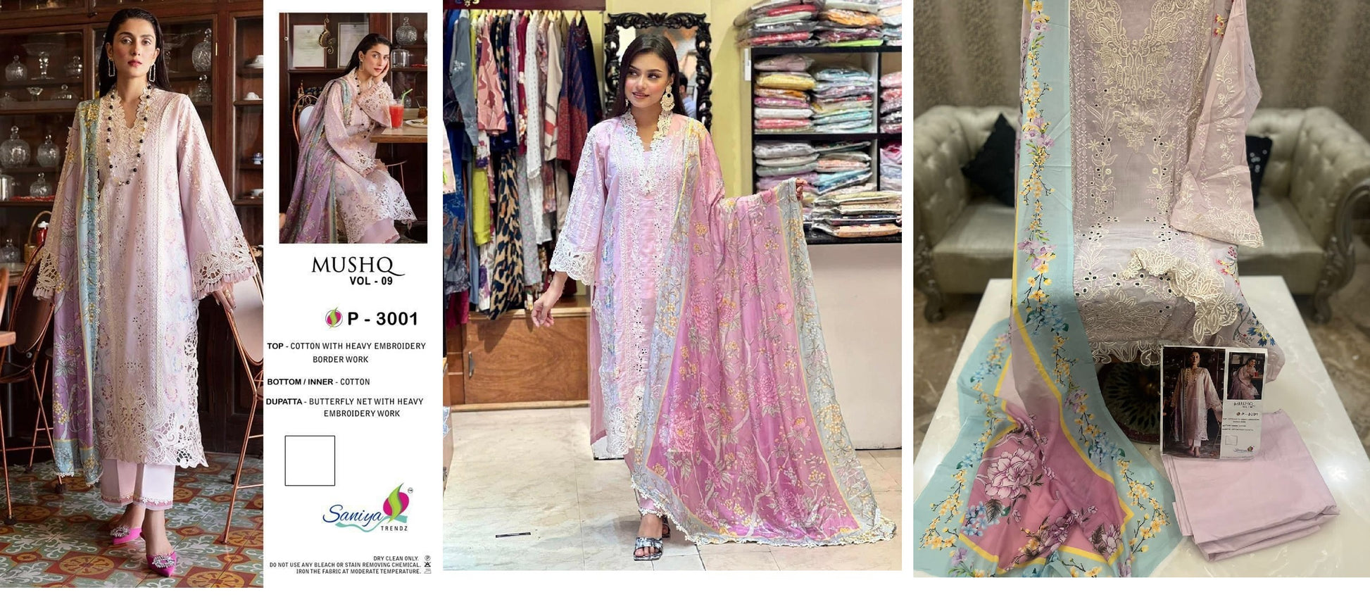 3001Chikankari Vol 9 Saniya Trendz Pakistani Salwar Suits