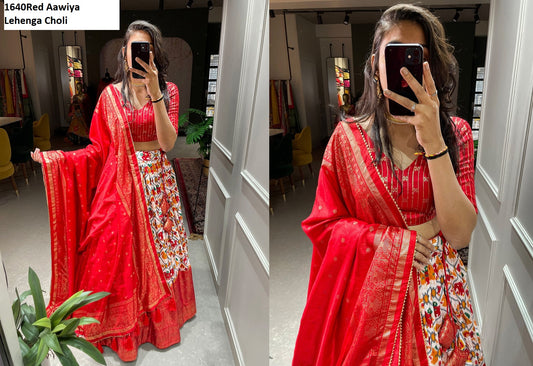 1640Red Aawiya Lehenga Choli
