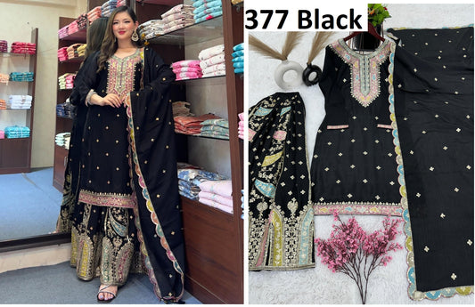 377 Black Priya Readymade Suits