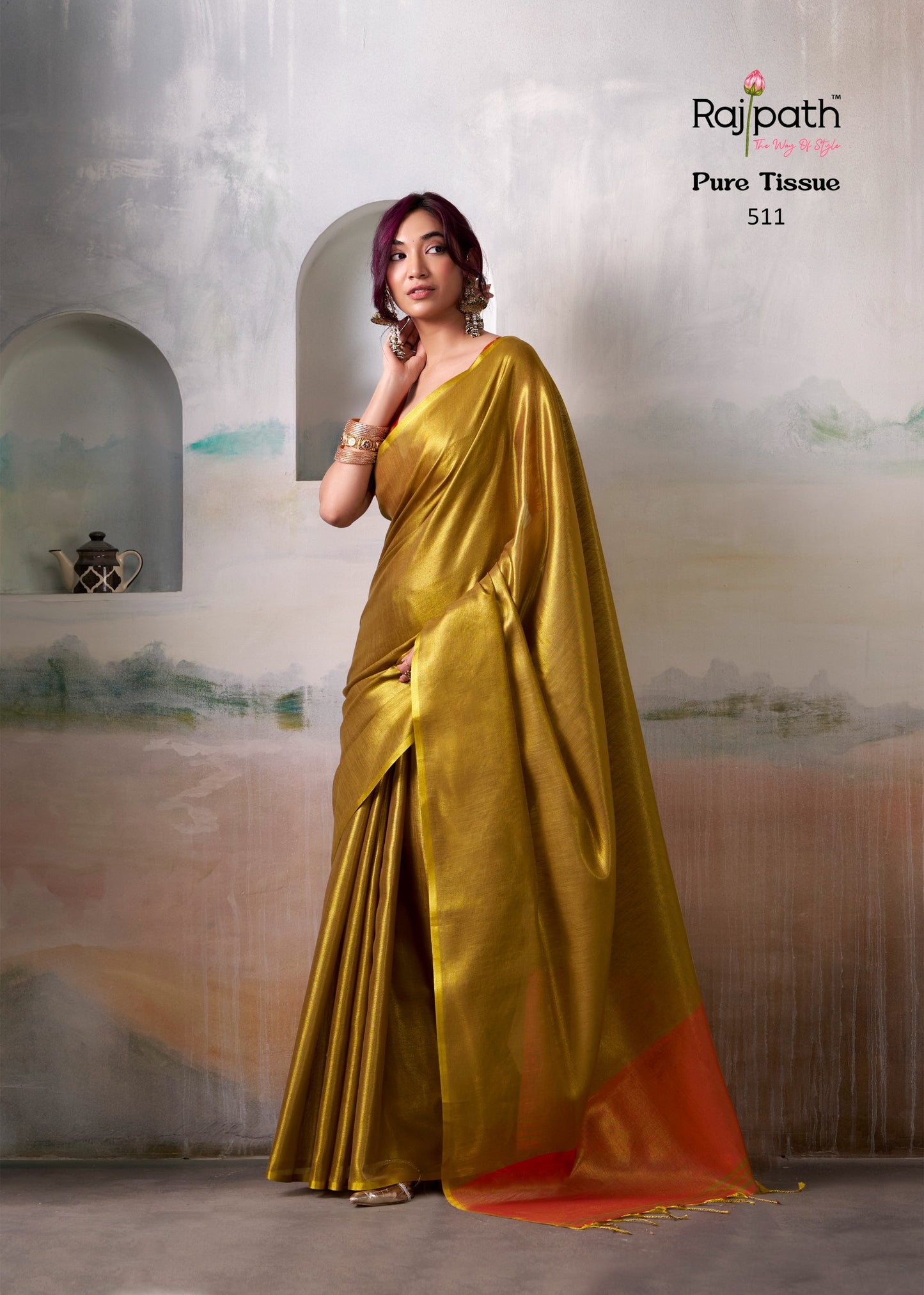 511 Anvika Tissue Rajpath Pure Handloom Sarees