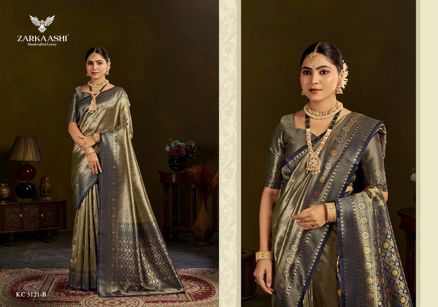 5121-B Kanchi Pattu Vol 3 Zarkaashi Banarasi Silk Sarees