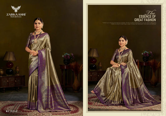 5121-C Kanchi Pattu Vol 3 Zarkaashi Banarasi Silk Sarees
