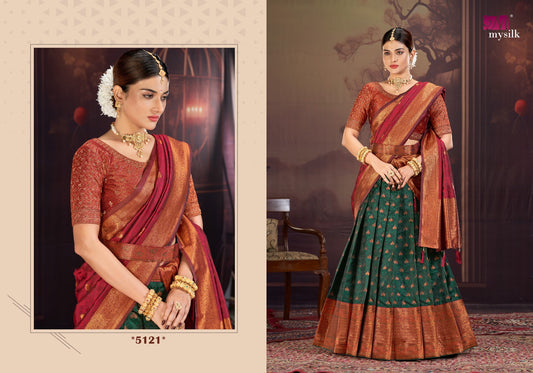 5121 Shloka Mysilk Heavy Satin Lehenga Saree
