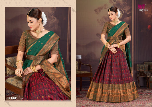 5122 Shloka Mysilk Heavy Satin Lehenga Saree