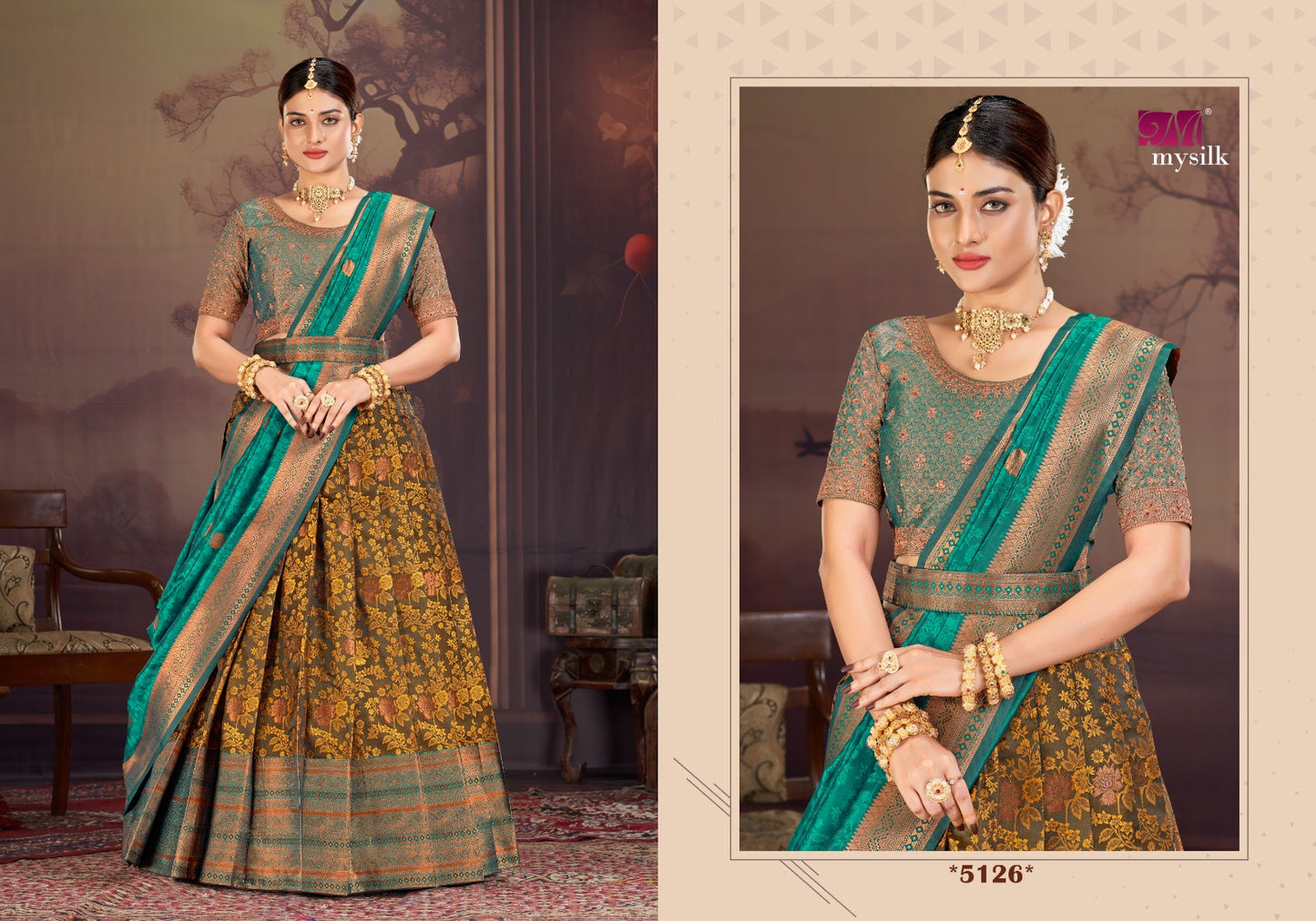 5126 Shloka Mysilk Heavy Satin Lehenga Saree