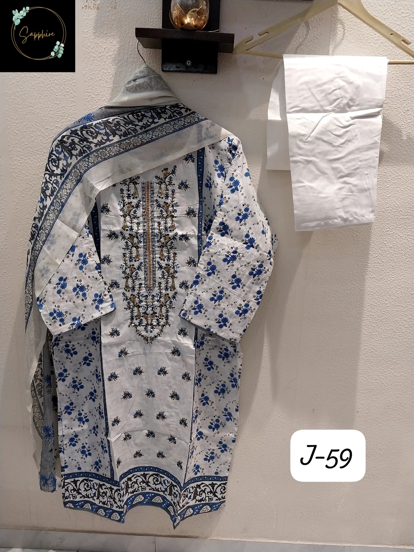 Jazmin Vol 59 Blue And White Sapphire Pakistani Readymade Suits