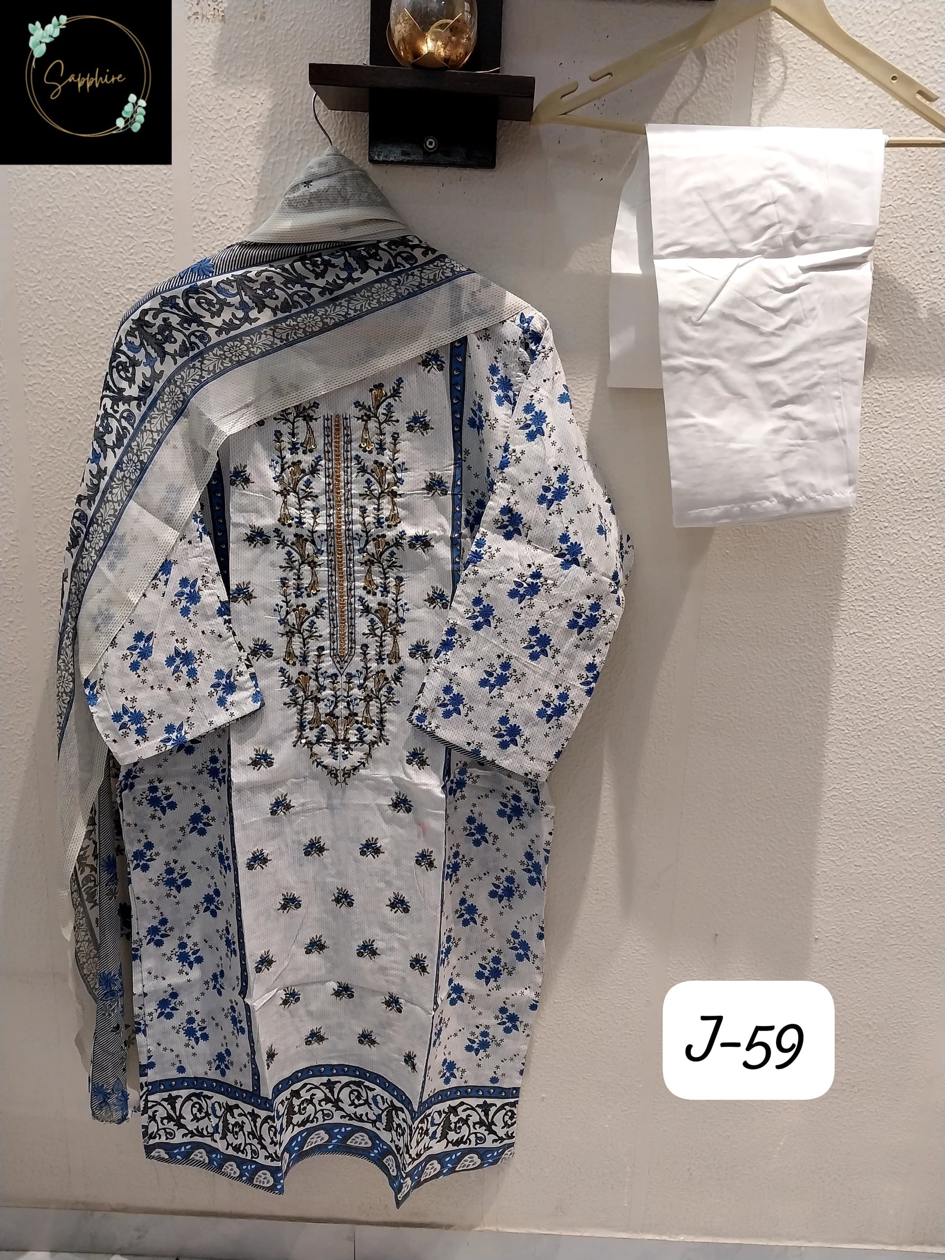 Jazmin Vol 59 Blue And White Sapphire Pakistani Readymade Suits