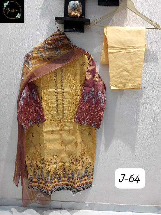 Jazmin Vol 64 Yellow Sapphire Pakistani Readymade Suits