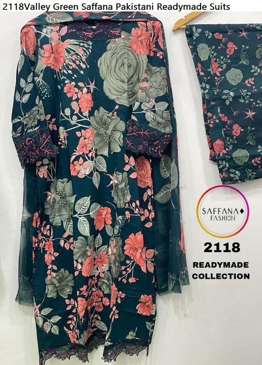 2118Valley Green Saffana Pakistani Readymade Suits