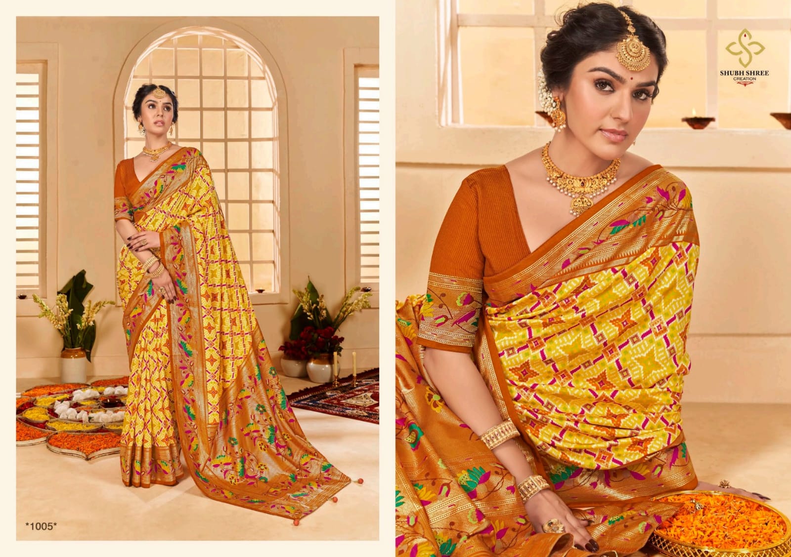1005 Kesar Tilk Shubh Shree Sarees