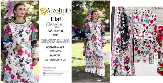 1019B Elaf Chikankari Vol 1 Al Zohaib Pakistani Salwar Suits