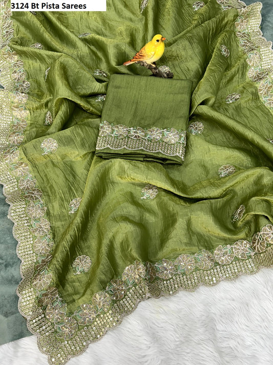 3124Pista Bt Sarees