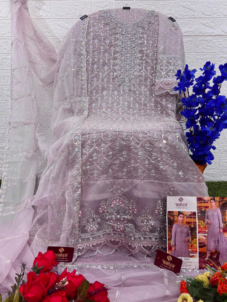 52001 Vol 52 Mahnur Neck Work Pakistani Salwar Suits