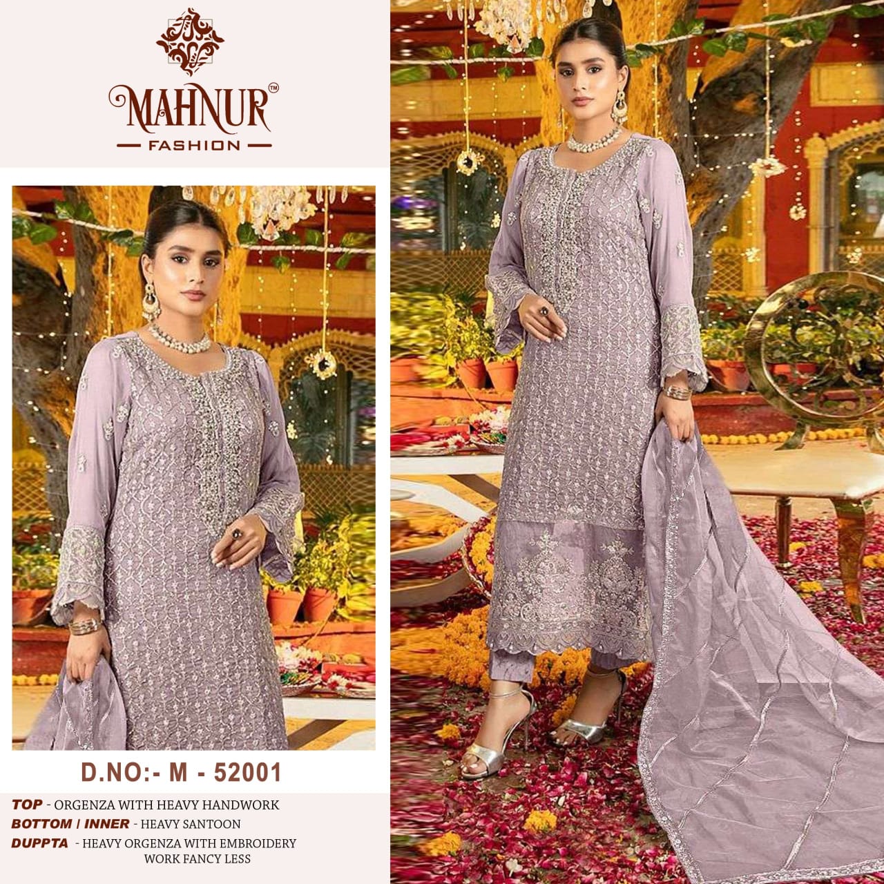 52001 Vol 52 Mahnur Neck Work Pakistani Salwar Suits