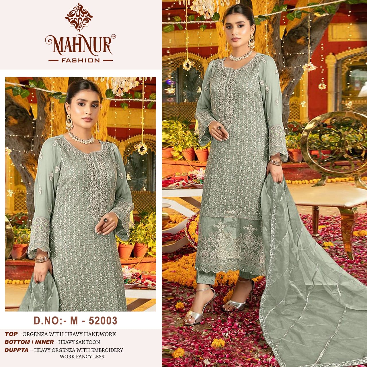 52003 Vol 52 Mahnur Neck Work Pakistani Salwar Suits