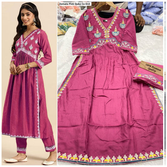 Zomato Pink Qubo Co Ord Set