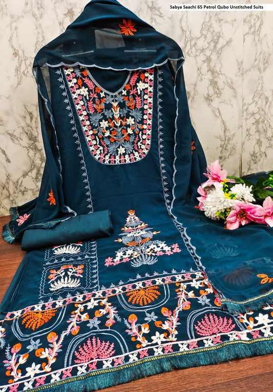Sabya Saachi 65 Petrol Qubo Unstitched Suits