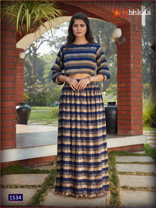 1534 Frill And Flare Vol 2 Shubhkala Croptop Skirt Set