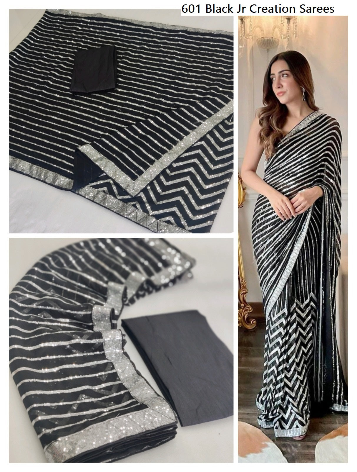 601 Black Jr Creation Sarees