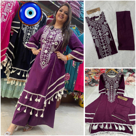 Google Wine Aarohi Kurti Pant Set