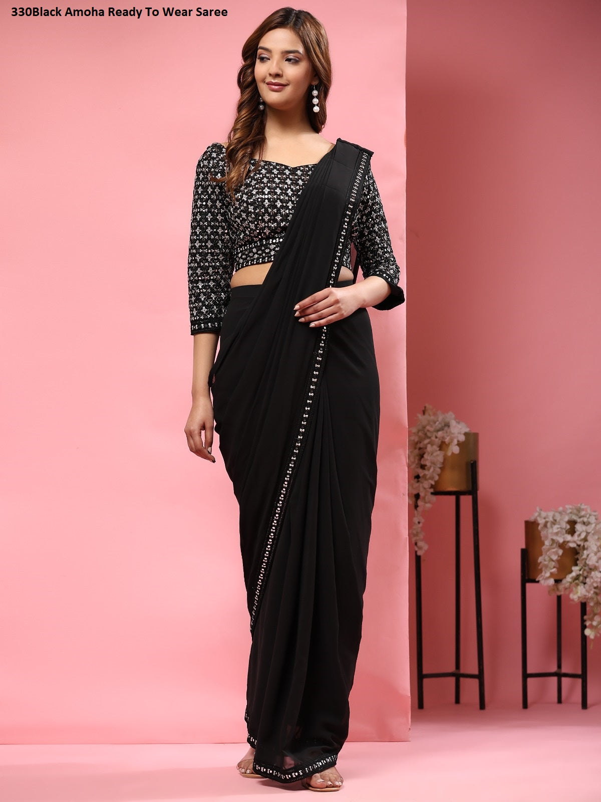 330Balck Amoha Ready To Wear Saree