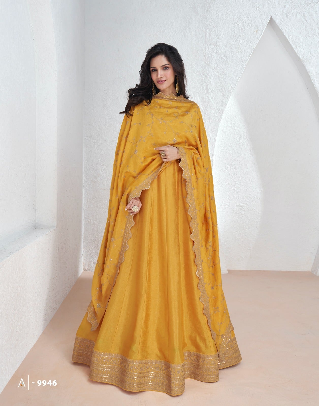 9946 Saroj Aashirwad Creation Gown Dupatta Set