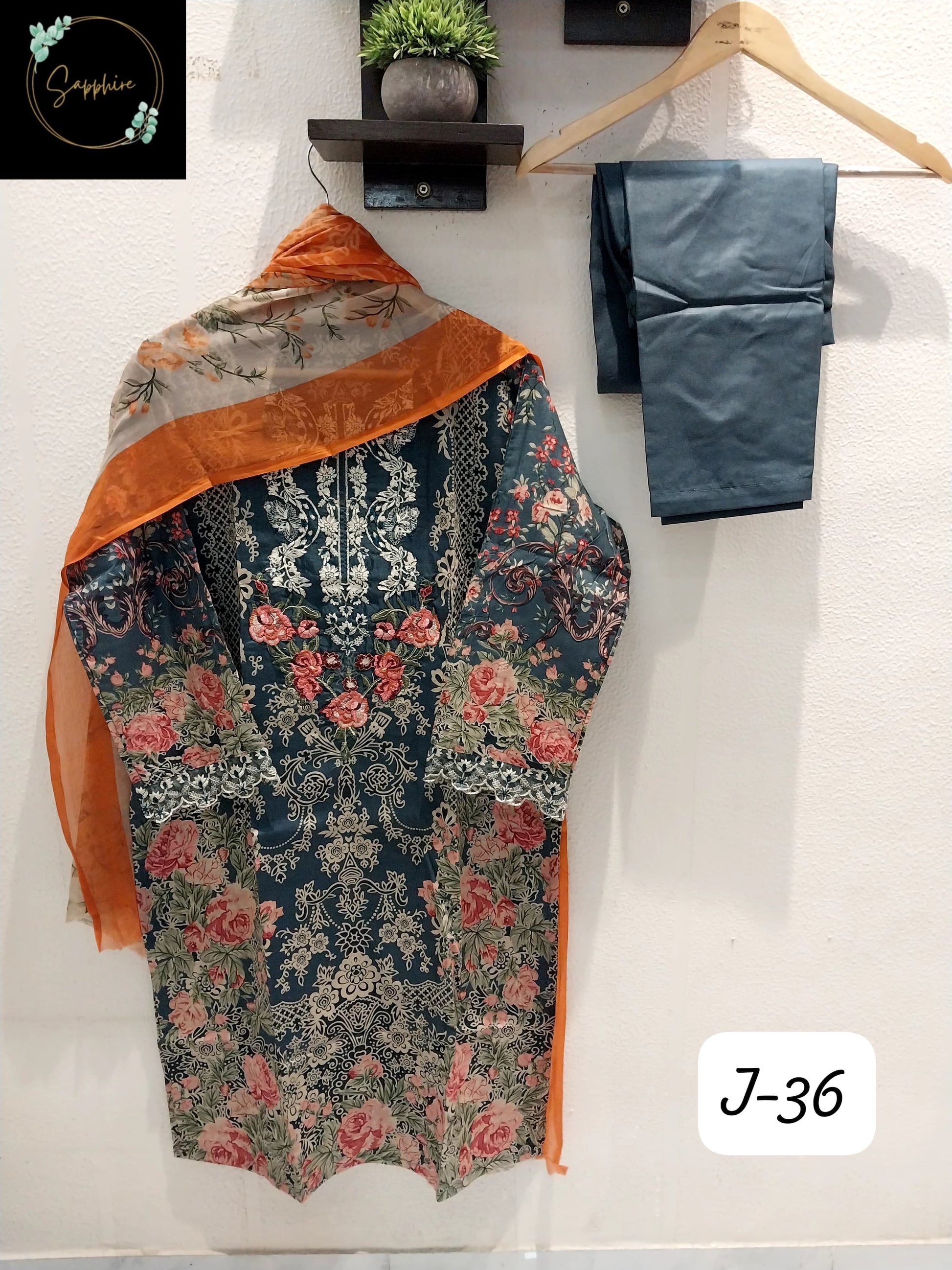 Jazmin Vol 36 Gray Sapphire Pakistani Readymade Suits