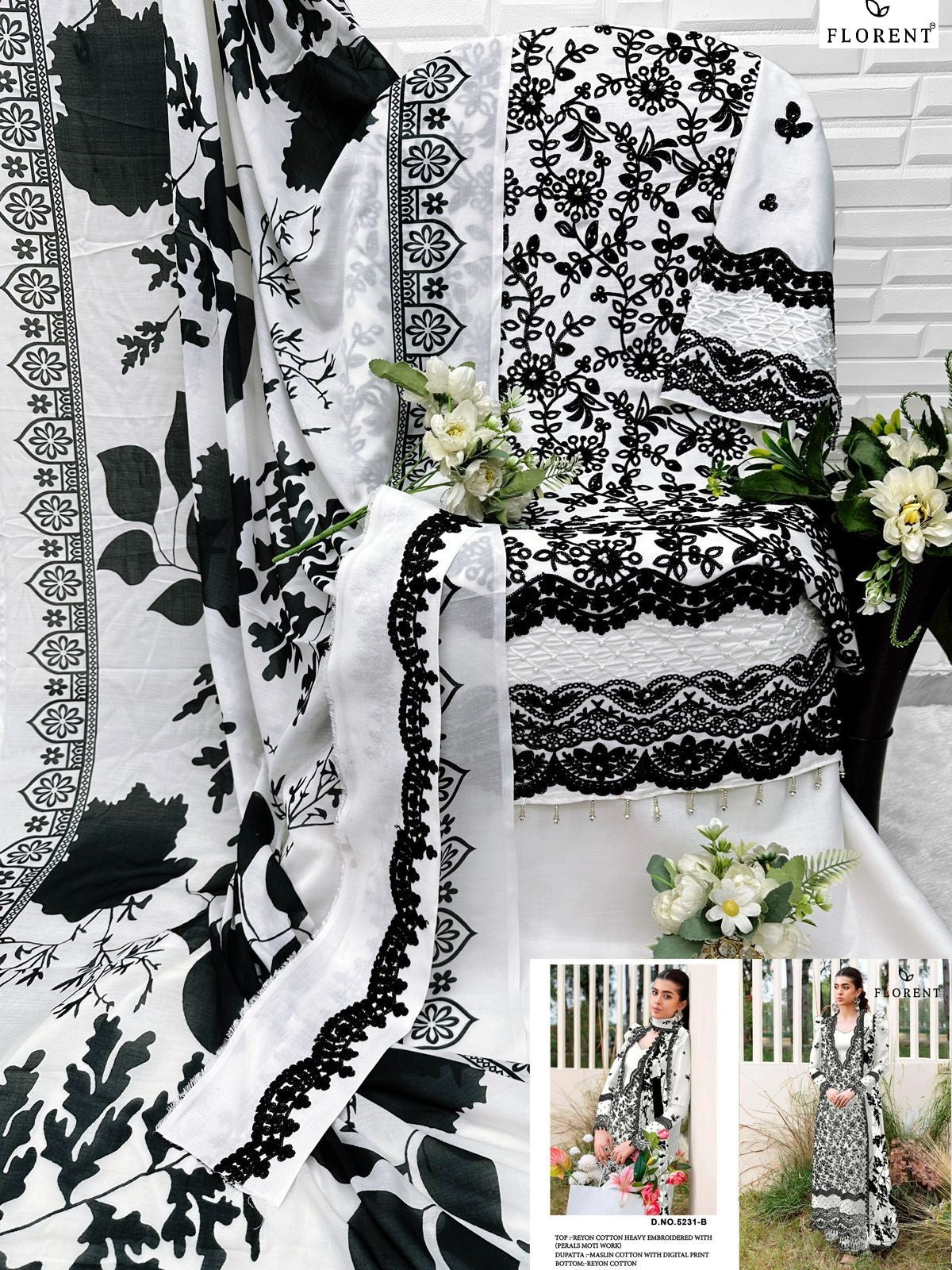 5231-B Florent Rayon Cotton Pakistani Salwar Suits