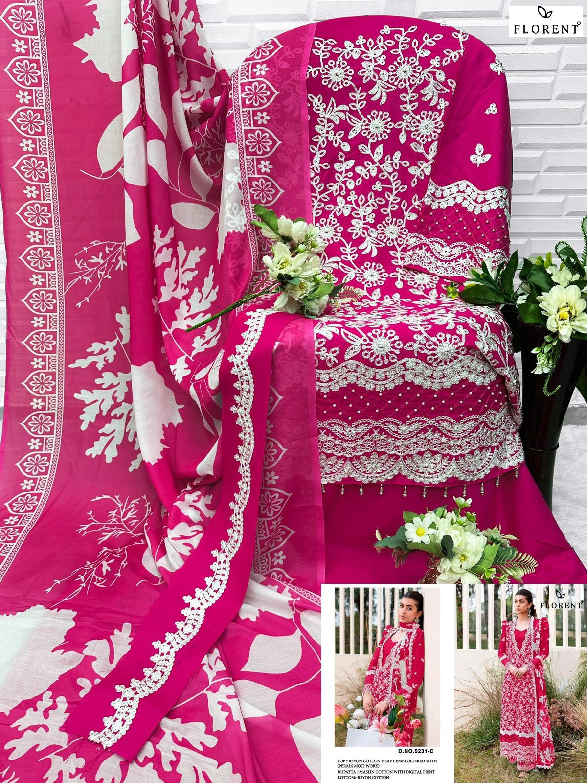 5231-C Florent Rayon Cotton Pakistani Salwar Suits