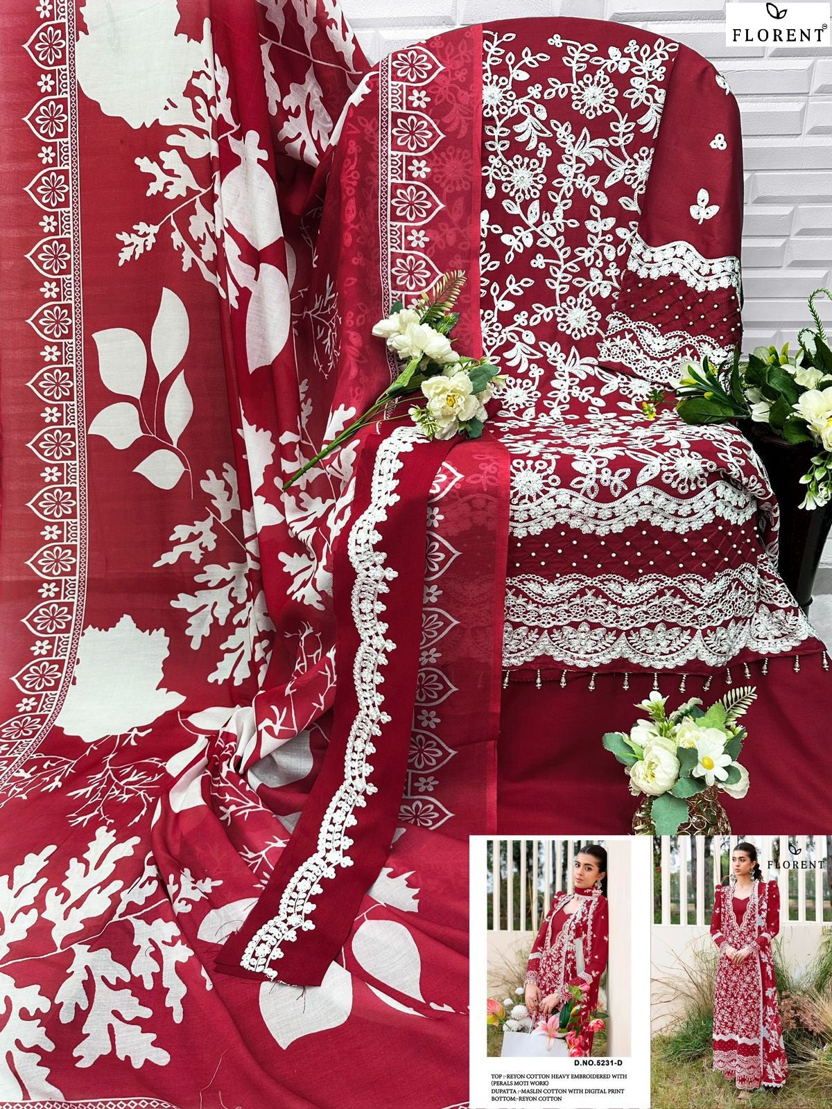 5231-D Florent Rayon Cotton Pakistani Salwar Suits