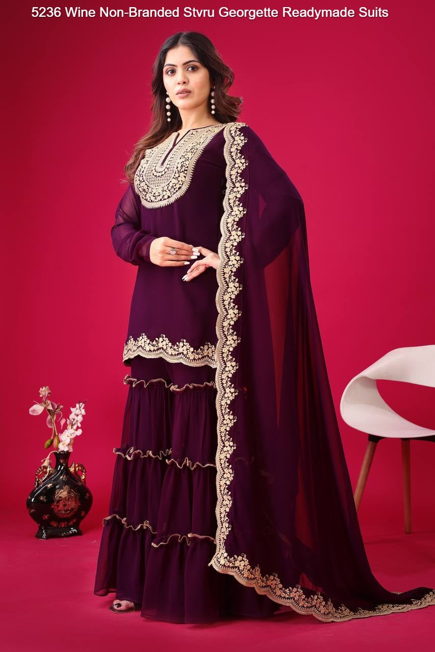 5236 Wine Non-Branded Stvru Georgette Readymade Suits