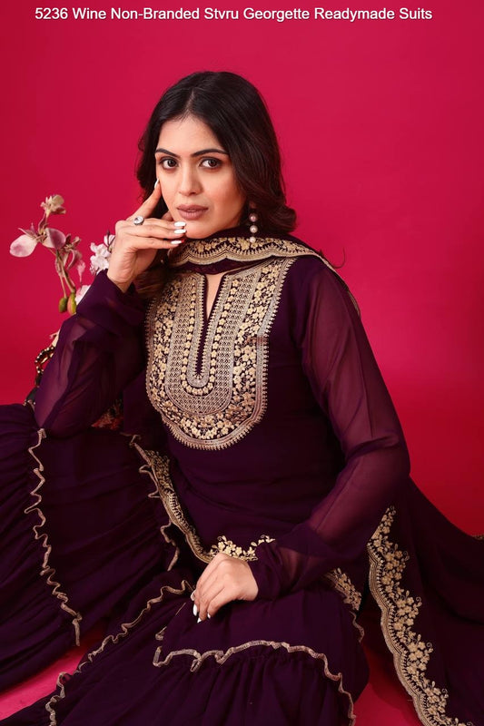 5236 Wine Non-Branded Stvru Georgette Readymade Suits