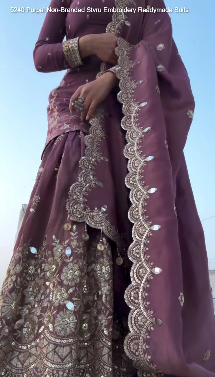 5240 Purpal Non-Branded Stvru Embroidery Readymade Suits