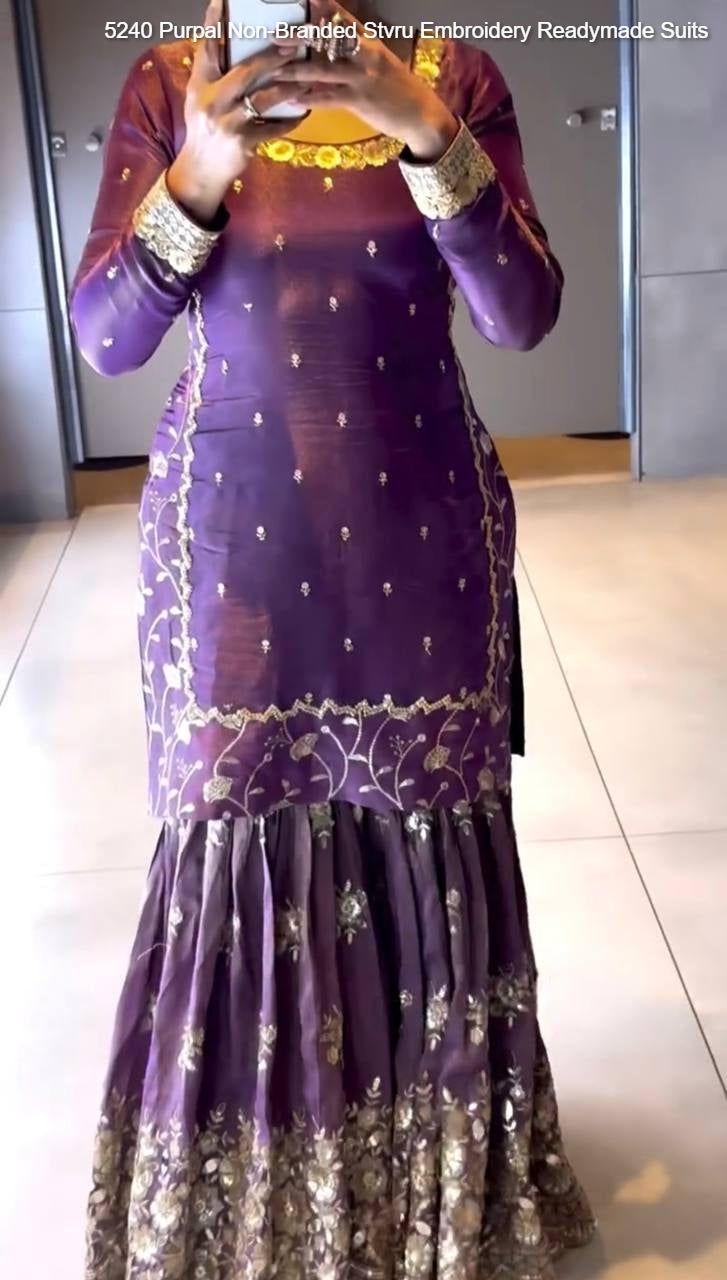 5240 Purpal Non-Branded Stvru Embroidery Readymade Suits