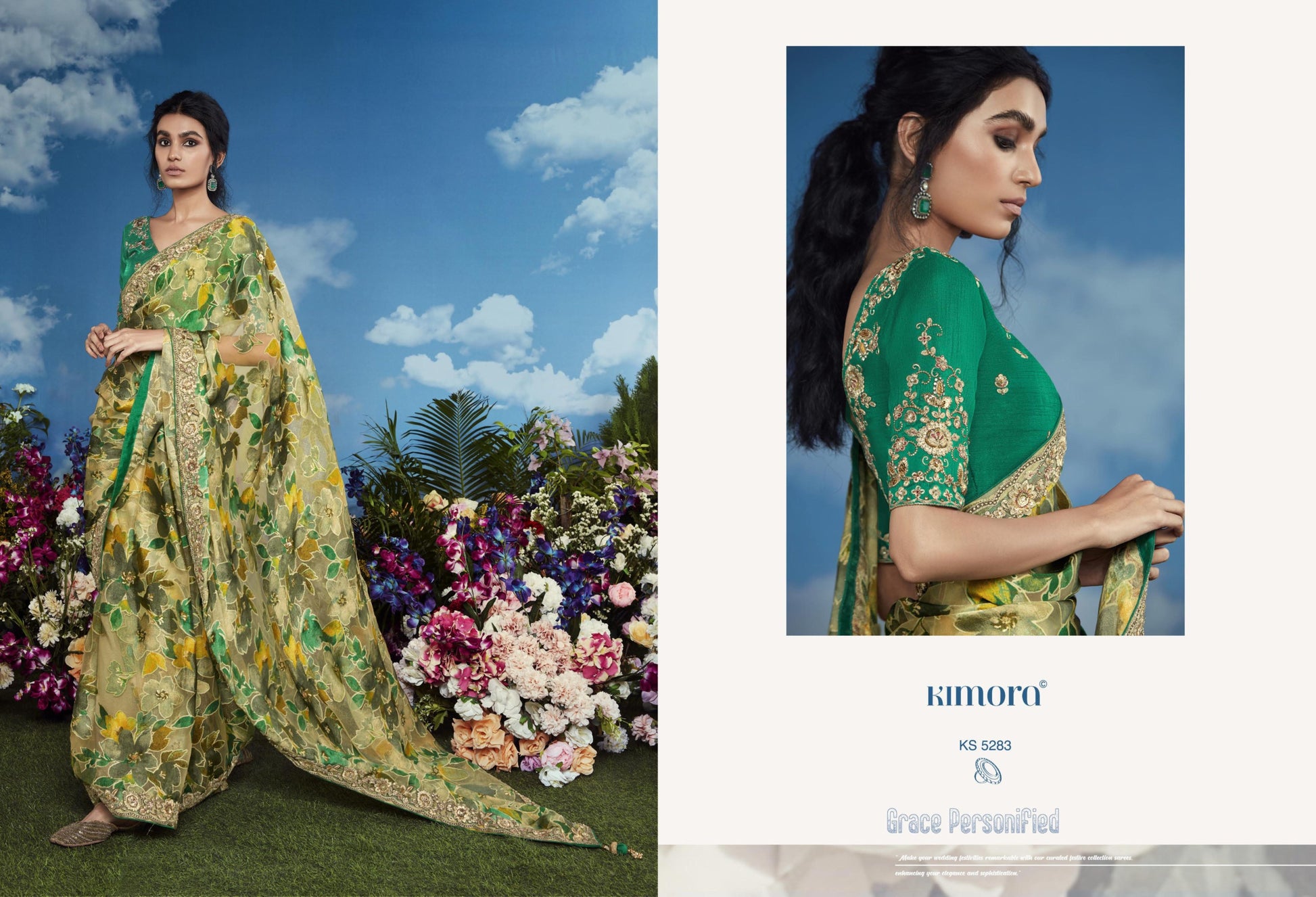 5283 Bagicha Kimora Embroidery Sarees