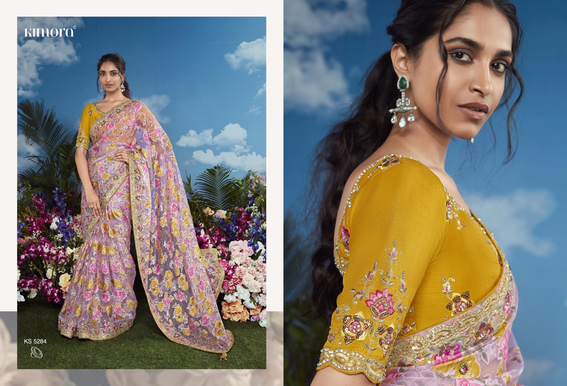 5284 Bagicha Kimora Embroidery Sarees