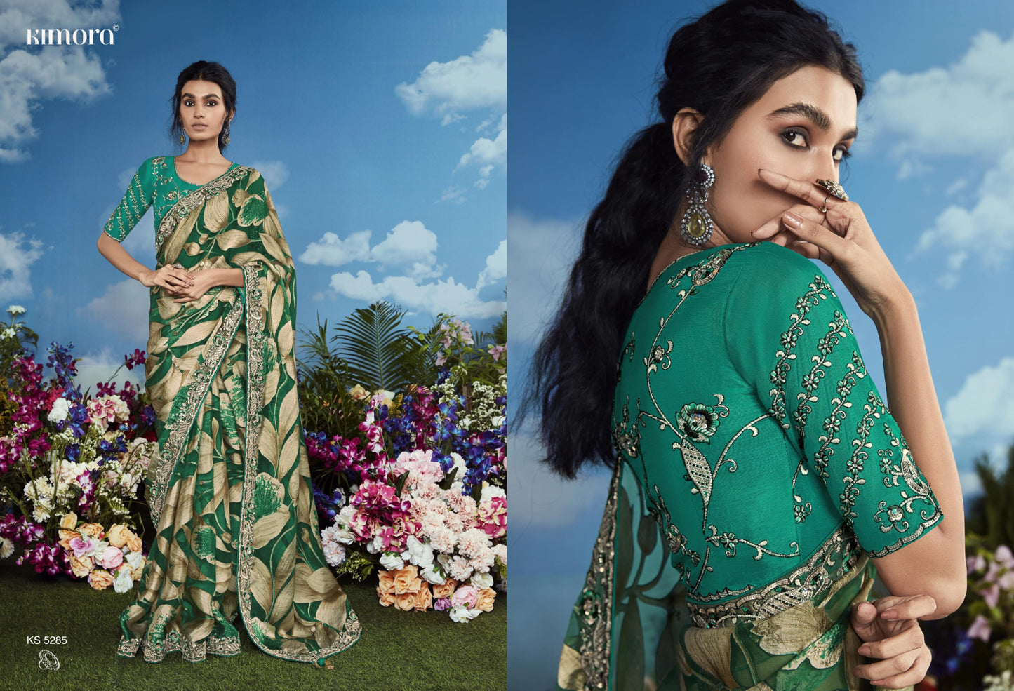 5285 Bagicha Kimora Embroidery Sarees
