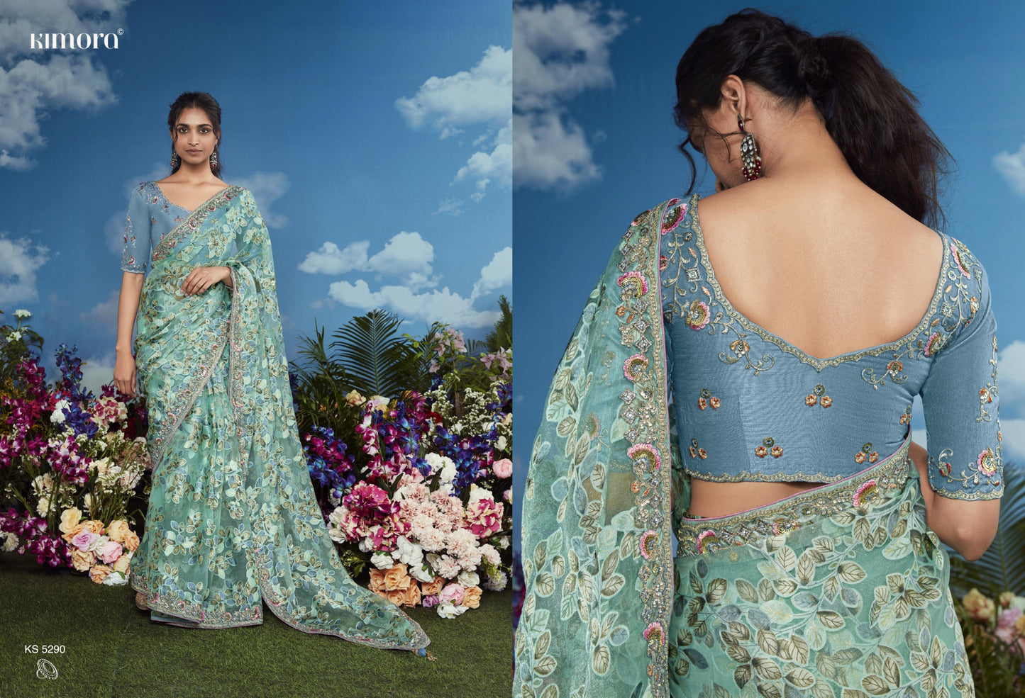 5290 Bagicha Kimora Embroidery Sarees