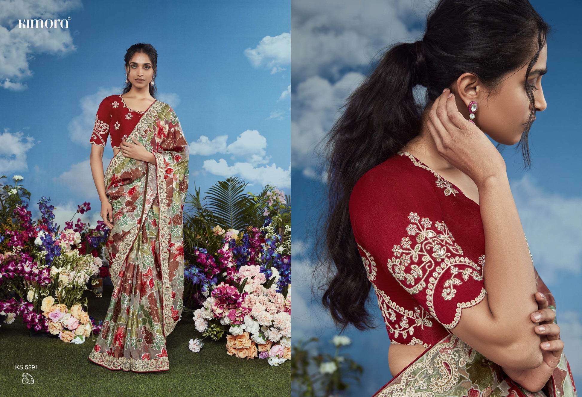 5291 Bagicha Kimora Embroidery Sarees