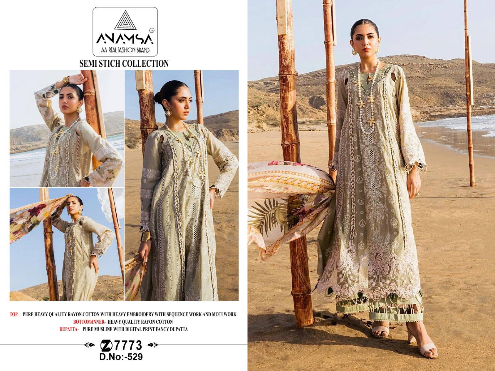 529 Anamsa Rayon Pakistani Salwar Suits