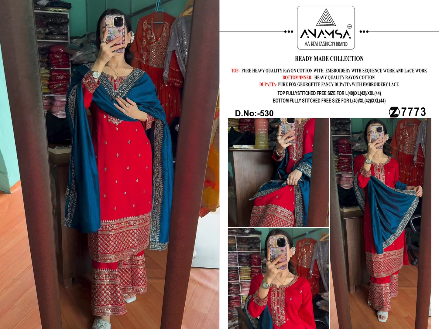 530 Anamsa Embroidered Pakistani Salwar Suits