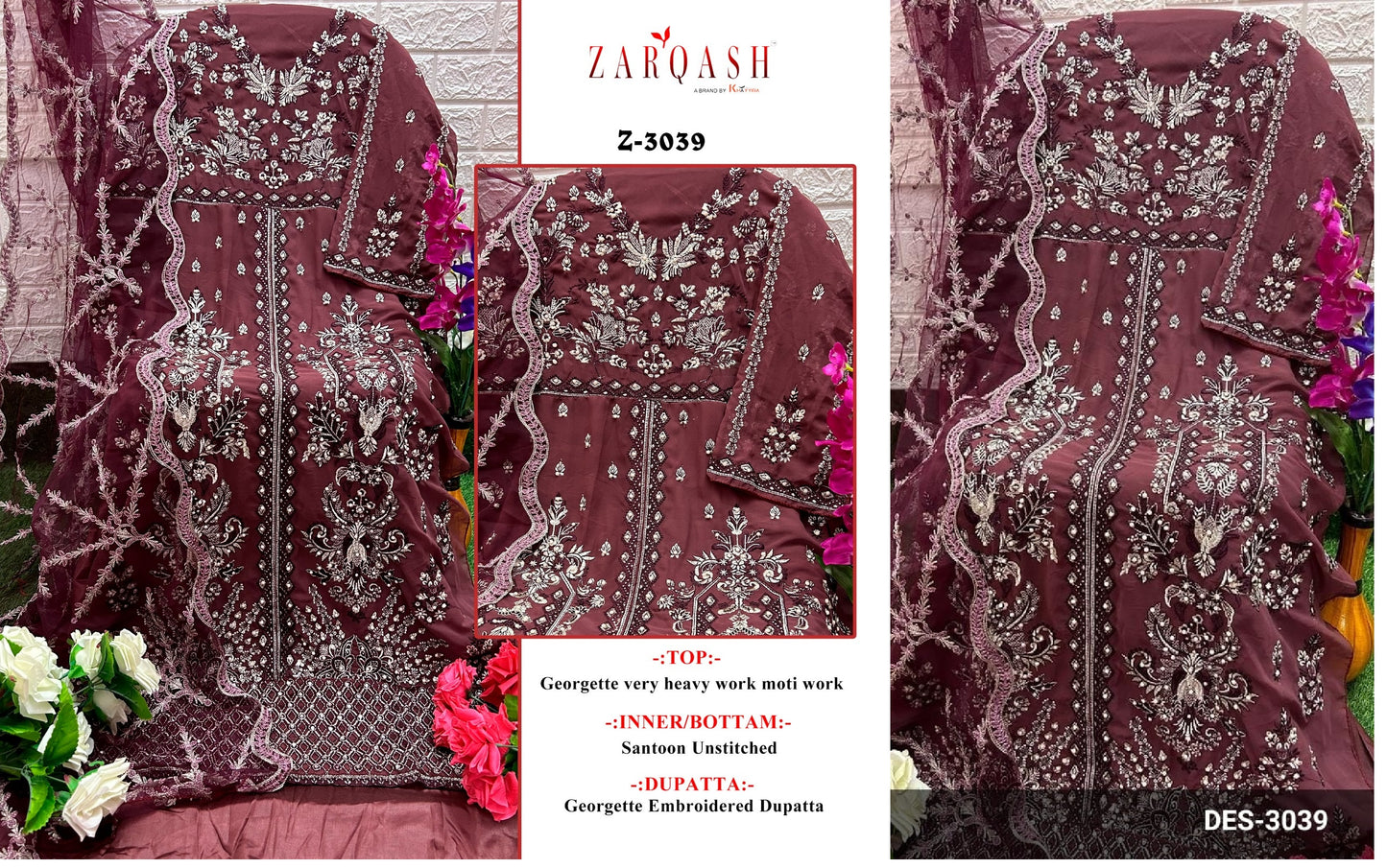 Z-3039 Zarqash Pakistani Salwar Suits