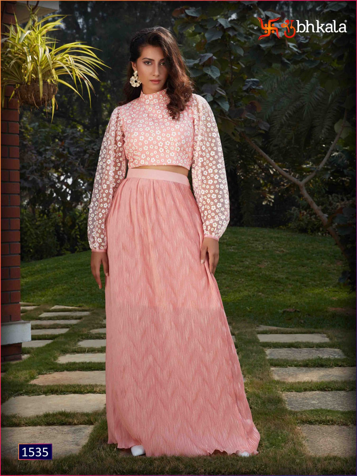 1535 Frill And Flare Vol 2 Shubhkala Croptop Skirt Set