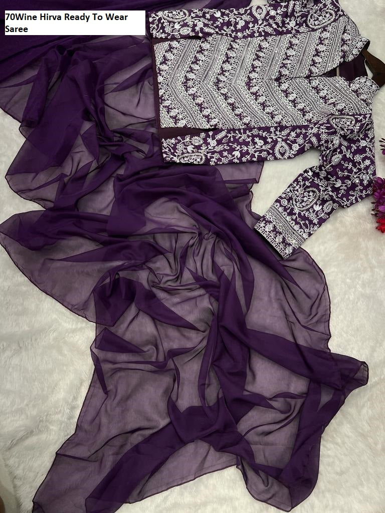 70Wine Hirva Ready To Wear Saree