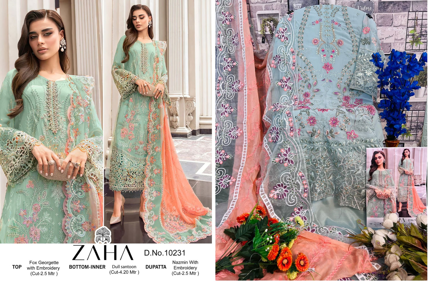 10231 Zaha Pakistani Salwar Suits