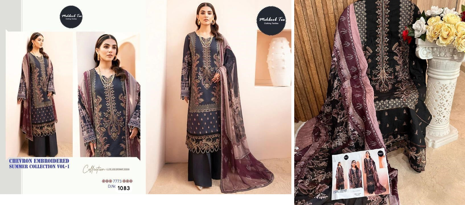 1083 Chevron Embroidered Summer Collection Vol 1 Mehboob Tex Pakistani Salwar Suits