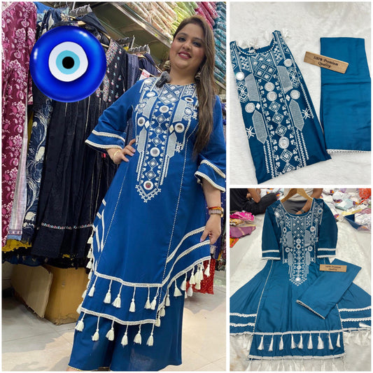 Google Blue Aarohi Kurti Pant Set